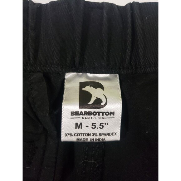 Bear Bottom Black Shorts Mens Medium 5.5" Cotton Elastic Waist - Picture 4 of 9